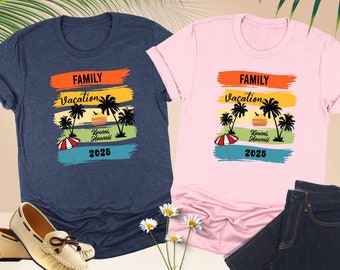 Customized Family Vacation Hawaii Shirt, Family Matching Shirt, Summer Vacation Shirts, Beach Party, Family Vacation 2025,Custom Destination