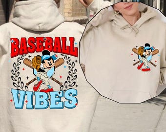 Baseball Vibes Sweatshirt, Disney Sport Team Hoodie, Cute Mickey Baseball Crewneck, Game Day Outfit, Sporty Park Hoodie Gift, Baseball Fan