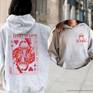 Custom Las Vegas Bachelorette Party Hoodie, Lucky In Love Sweatshirt, Retro Casino Bach Trip Shirt, Personalized Bach Party Gift, Bride Gift