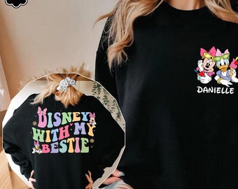 Custom Disney Name Besties Sweatshirt, Minnie Daisy Hoodie, Disneyland Girls Trip, Disney Summer Sweater, Disney Friends Hoodie, WDW Hoodie