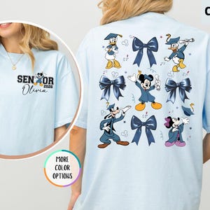 Comfort Colors Senior 2026 Disney Shirt,  Graduation Trip Tee, Personalized Grad Shirt with Name, Mickey Minnie Donald Goofy Back Design