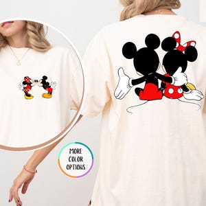 Comfort Colors Disney Couple Shirt, Mickey Minnie Love Tee, Matching Front Back Design Shirt, Vintage Style Park Gift for Him Her, Honeymoon