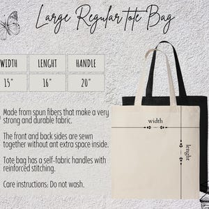 a large tote bag is shown with measurements