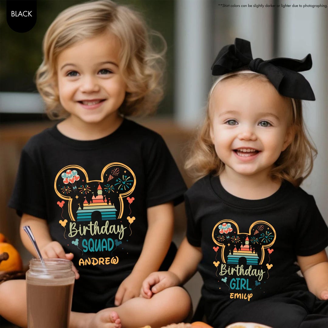 Custom Disney Birthday Shirt for Kids, Toddler Girl Boy Birthday Squad ...