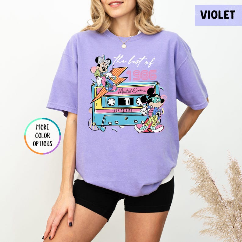 Camiseta Disney de 40.º cumpleaños con colores cómodos, edición limitada de 1986, regalo de 40.º cumpleaños para mujer, camiseta de Disneyland para 40.º cumpleaños imagen 15