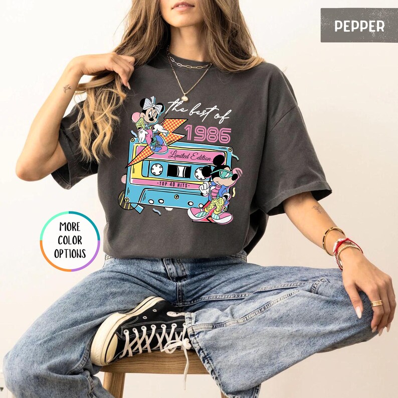 Camiseta Disney de 40.º cumpleaños con colores cómodos, edición limitada de 1986, regalo de 40.º cumpleaños para mujer, camiseta de Disneyland para 40.º cumpleaños imagen 10
