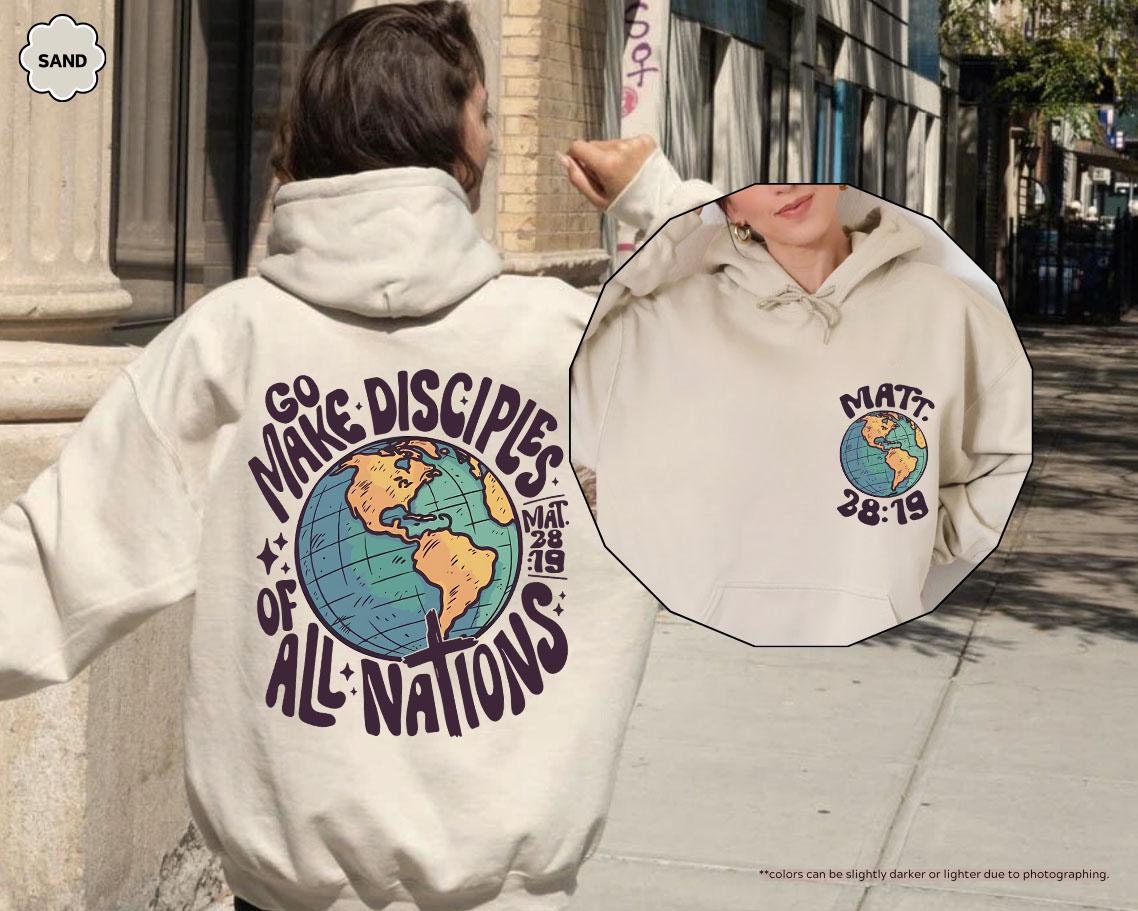 Go Make Disciples Of All Nations Sweatshirt, Christian Sweatshirt, Retro Christian Hoodie, Inspiration Bible Sweater, Church Crewneck
