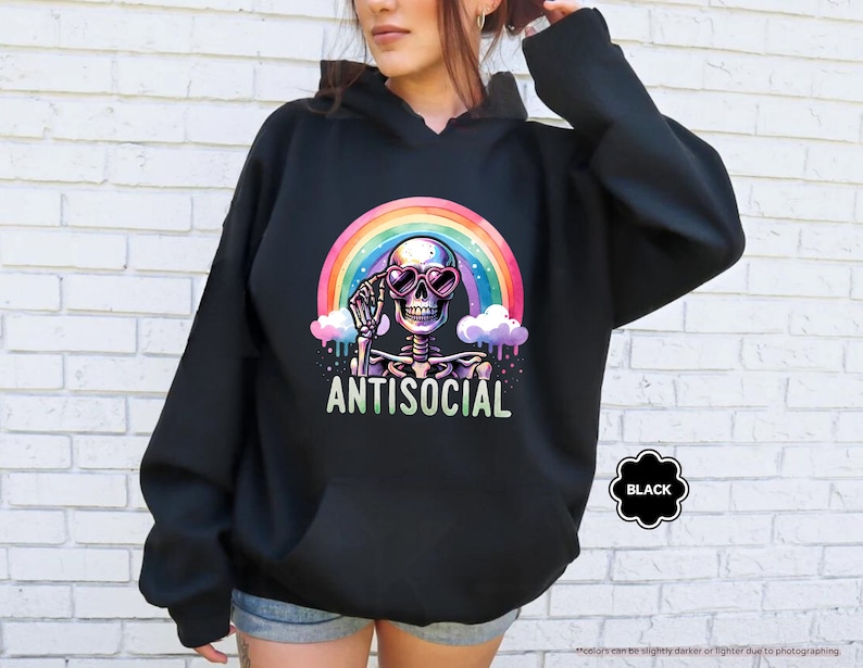 Antisocial Skeleton Hoodie, Antisocial Sweatshirt Hoodie, Snarky Skeleton, Funny Antisocial Hoodie, Gift For Friends, Sarcastic Hoodie image 1