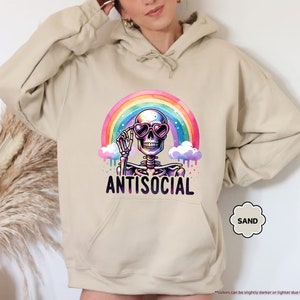Antisocial Skeleton Hoodie, Antisocial Sweatshirt Hoodie, Snarky Skeleton, Funny Antisocial Hoodie, Gift For Friends, Sarcastic Hoodie image 8