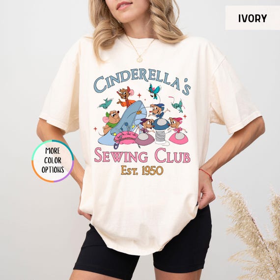 Comfort Color® Disney Shirt For Women, Cinderella co Sewing Club 1950, Vintage Disney Princess Sewing Shirt, Disneyworld Trip, Gus Gus Shirt