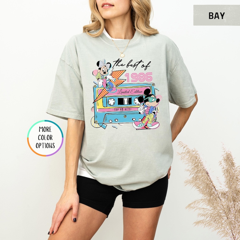 Camiseta Disney de 40.º cumpleaños con colores cómodos, edición limitada de 1986, regalo de 40.º cumpleaños para mujer, camiseta de Disneyland para 40.º cumpleaños imagen 11