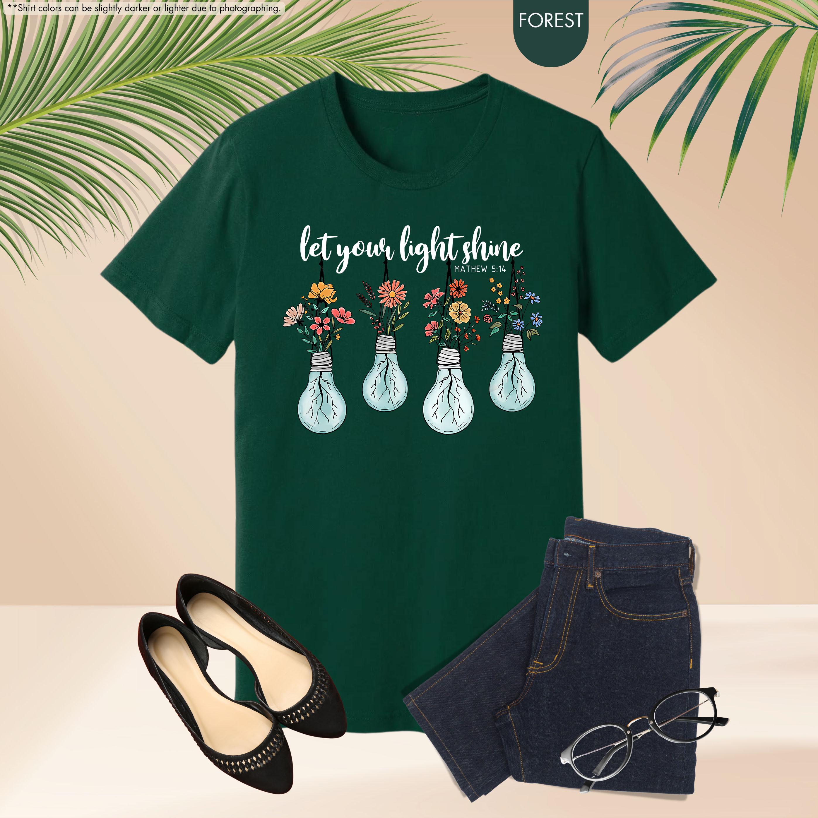 Let Your Light Shine Shirt, Floral Christian Shirts, Bible Verse Shirt ...