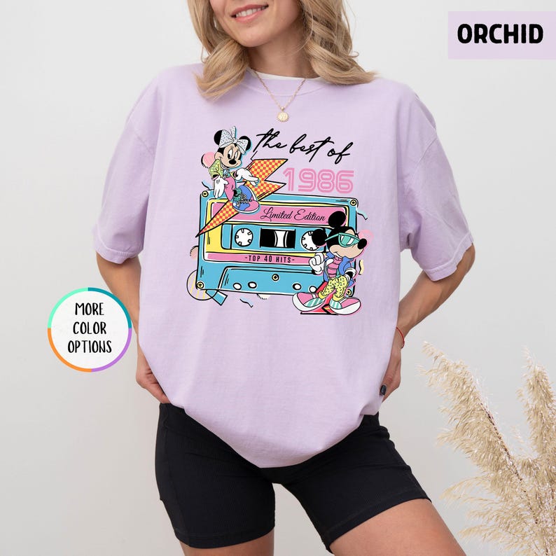 Camiseta Disney de 40.º cumpleaños con colores cómodos, edición limitada de 1986, regalo de 40.º cumpleaños para mujer, camiseta de Disneyland para 40.º cumpleaños imagen 2