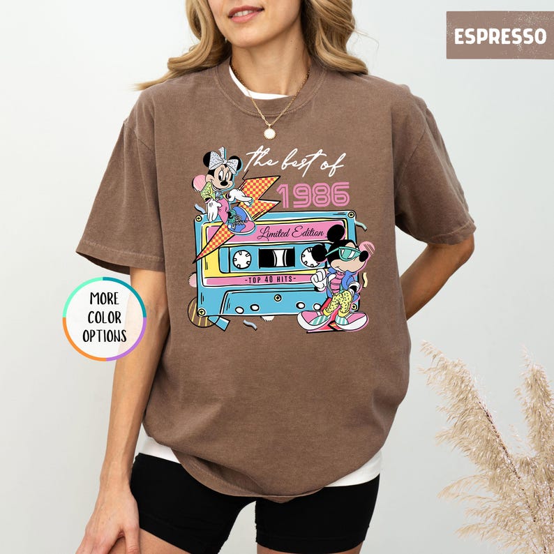 Camiseta Disney de 40.º cumpleaños con colores cómodos, edición limitada de 1986, regalo de 40.º cumpleaños para mujer, camiseta de Disneyland para 40.º cumpleaños imagen 12