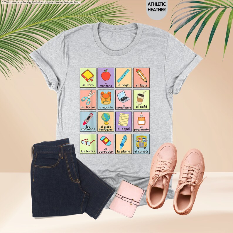 a t - shirt with a picture of different items on it