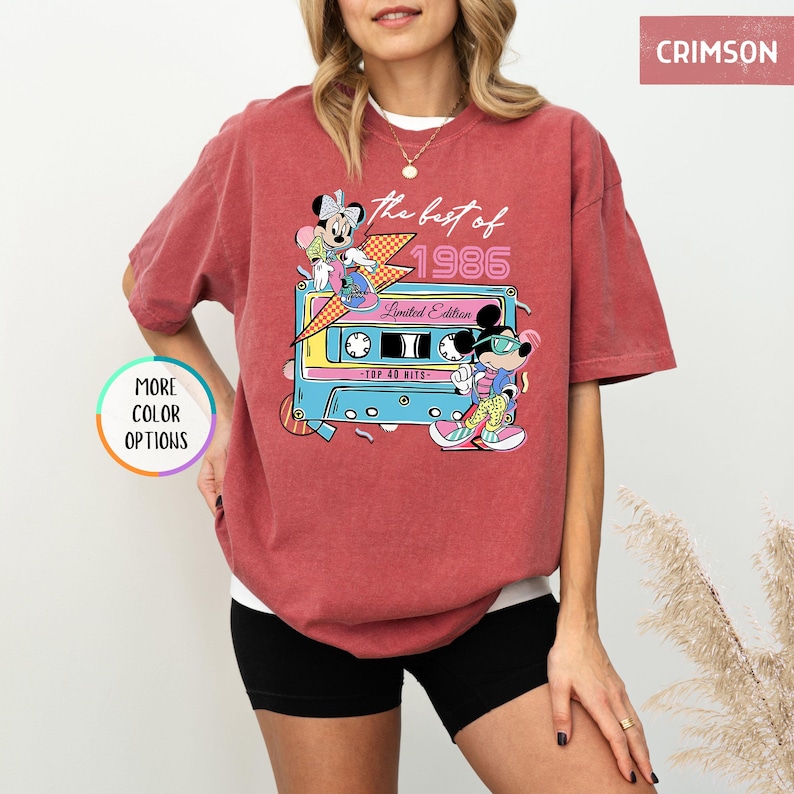 Camiseta Disney de 40.º cumpleaños con colores cómodos, edición limitada de 1986, regalo de 40.º cumpleaños para mujer, camiseta de Disneyland para 40.º cumpleaños imagen 14