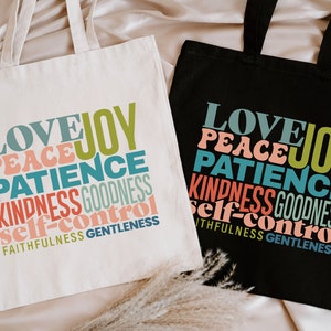 Fruits Of The Spirit Tote Bag, Christian Tote Bag, Bible Verse Tote, Religious Tote, Christian Gifts, Religious Gift Bag, Gift For Christian