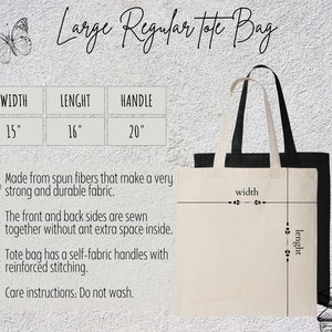 a large tote bag is shown with measurements