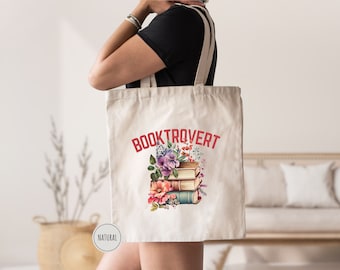 Booktrovert Tote Bag, Bookish Tote Bag, Book Tote Bag, Book Lovers Gift, Bookish Gift, Bookworm Tote Bag,Book Bag For Women,Reading Tote Bag