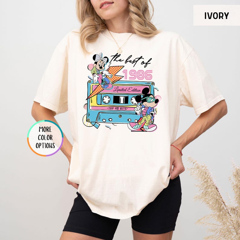 Camiseta Disney de 40.º cumpleaños con colores cómodos, edición limitada de 1986, regalo de 40.º cumpleaños para mujer, camiseta de Disneyland para 40.º cumpleaños imagen 9