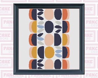 Mid-Century #2, PDF Cross Stitch Download Pattern, Geometric Design, Modern Art Cross Stitch, Mid Century Wall Art, DIY Wall Art