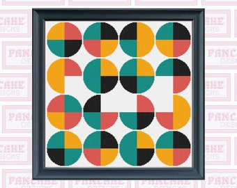 Mid-Century #1, PDF Cross Stitch Download Pattern, Geometric Design, Modern Art Cross Stitch, Mid Century Wall Art, DIY Wall Art