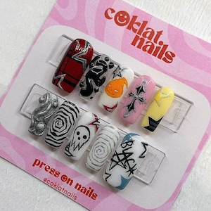 Soul Eater Press On Nails - Squared Nails - Y2K - Nails