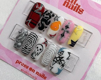 Soul Eater Press On Nails - Squared Nails - Y2K - Nails