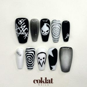 Soul Eater Press On Nails - Ballerina Nails - Y2K - Nails - Anime Nails - Cosplay