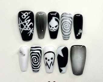 Soul Eater Press On Nails - Ballerina Nails - Y2K - Nails - Anime Nails - Cosplay