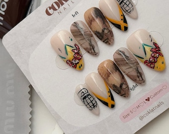 Bakugo Nails - MHA - Almond Nails - Anime Nail - Boku no Hero - Press On Nails - Cosplay