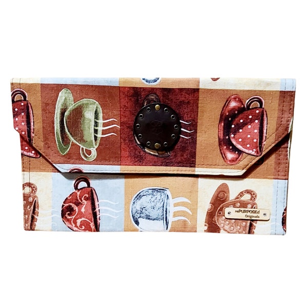 Coffee Lover Clutch Handmade Clutch Envelope Clutch RePURPOSEd Originals