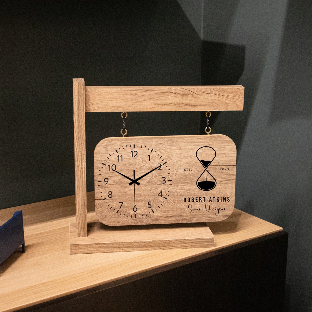 Custom Wood Desk Clock, Personalized Clock, Wood Desk Clock, Modern ...
