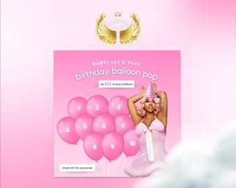 Onlyfans Tip Game, Birthday Balloons Game, Onlyfans Game, Canva Template