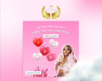 Onlyfans Tip Game, Valentines Balloons Game, Onlyfans Game, Canva Template