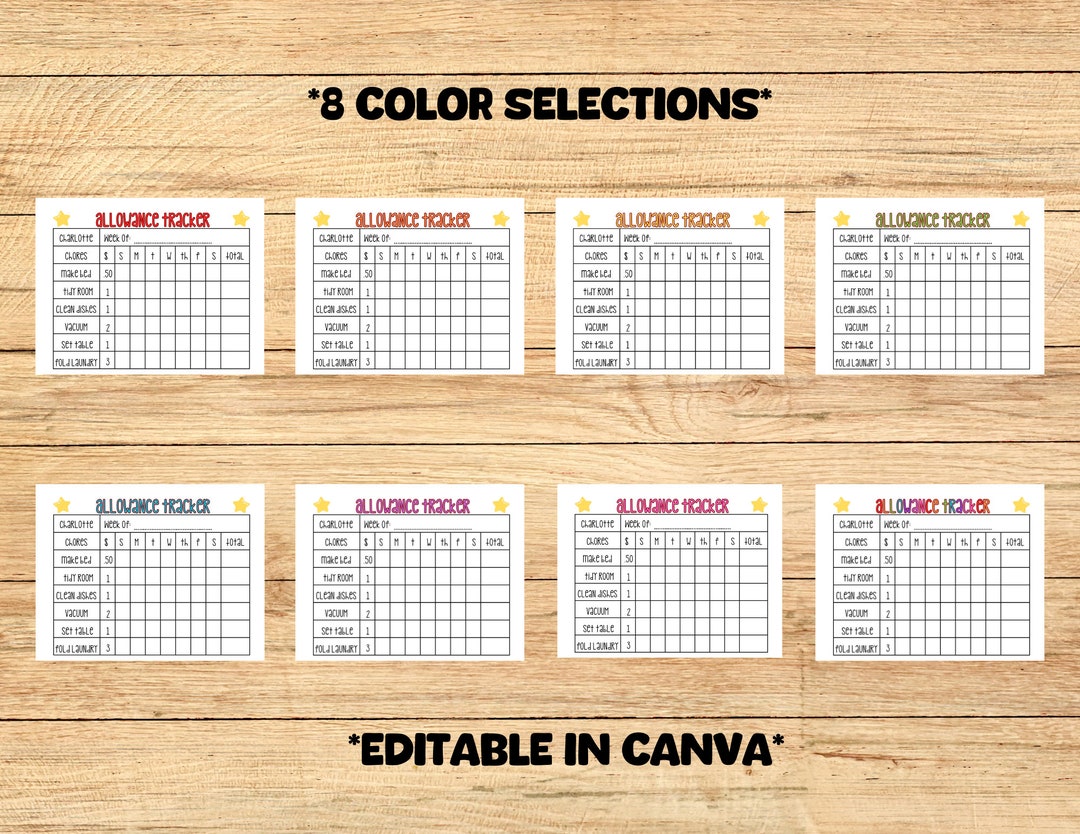 Allowance Chart Template - Etsy