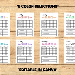 Weekly Editable Chore Chart