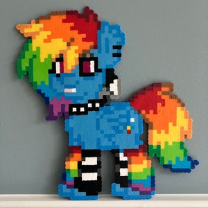 Scene Rainbow Dash mlp perler fuse beads 8.5x9 inches