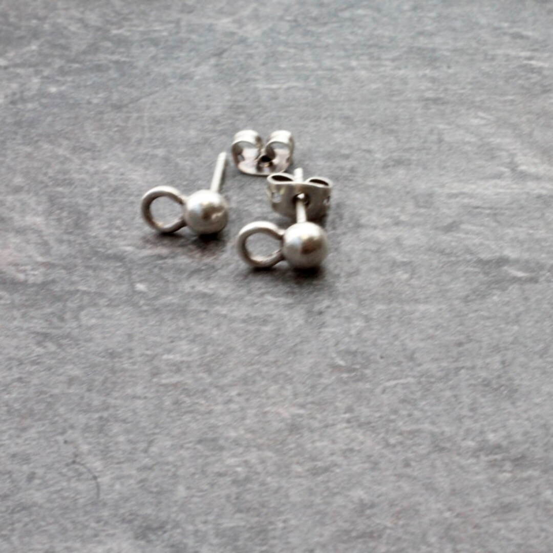 5 Pairs Earring Findings Ear Posts With Loop Earring Etsy