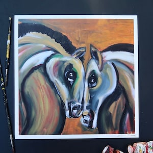 Impressão artística em papel Hahnemühle Impressão artística da pintura a óleo &quot;Cavalos&quot;