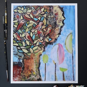 Impressão artística em papel Hahnemühle Impressão artística da pintura acrílica &quot;Primavera&quot;