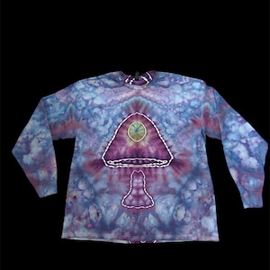 Adult Tie Dye Tshirt / Unisex LongSleeve Tie Dye /  Mushroom Ice Dye Shirt with ZigZag Spine Detail