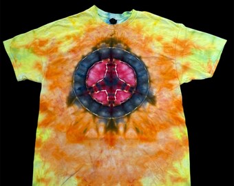 Adult Tie Dye Tshirt / Unisex Short Sleeve Tie Dye / Peace Sign Ice Dye