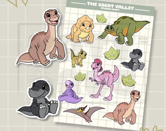 The Great Valley Sticker Sheet | Cartoons | 90s | Dinosaur Stickers