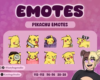 Pikachu Emote Bundle (9 Emotes) | Twitch, Discord, YouTube, Streamen von Inhalten, Gaming