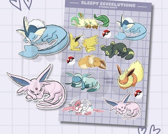 Sleepy Eeveelution Sticker Sheet | Eevee | Anime | Gaming