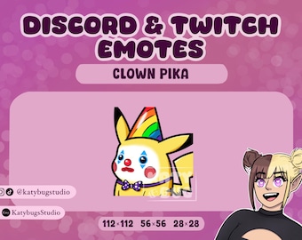 Emote Pikachu Clown / Twitch, Discord, YouTube, Risorse per lo streaming, Giochi