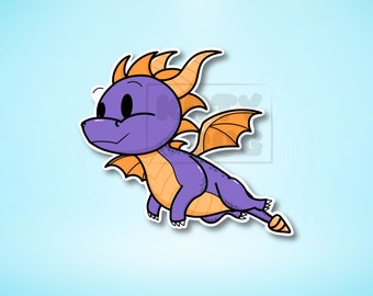 Spyro Sticker | Purple Dragon | Video Games | Gaming