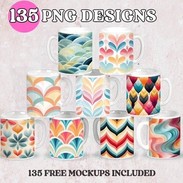 Retro Mug Wrap PNG Sublimation Designs | DIGITAL DOWNLOAD | Sublimation Mug Wrap | Tea, Coffee Cup, Mug Mega Bundle