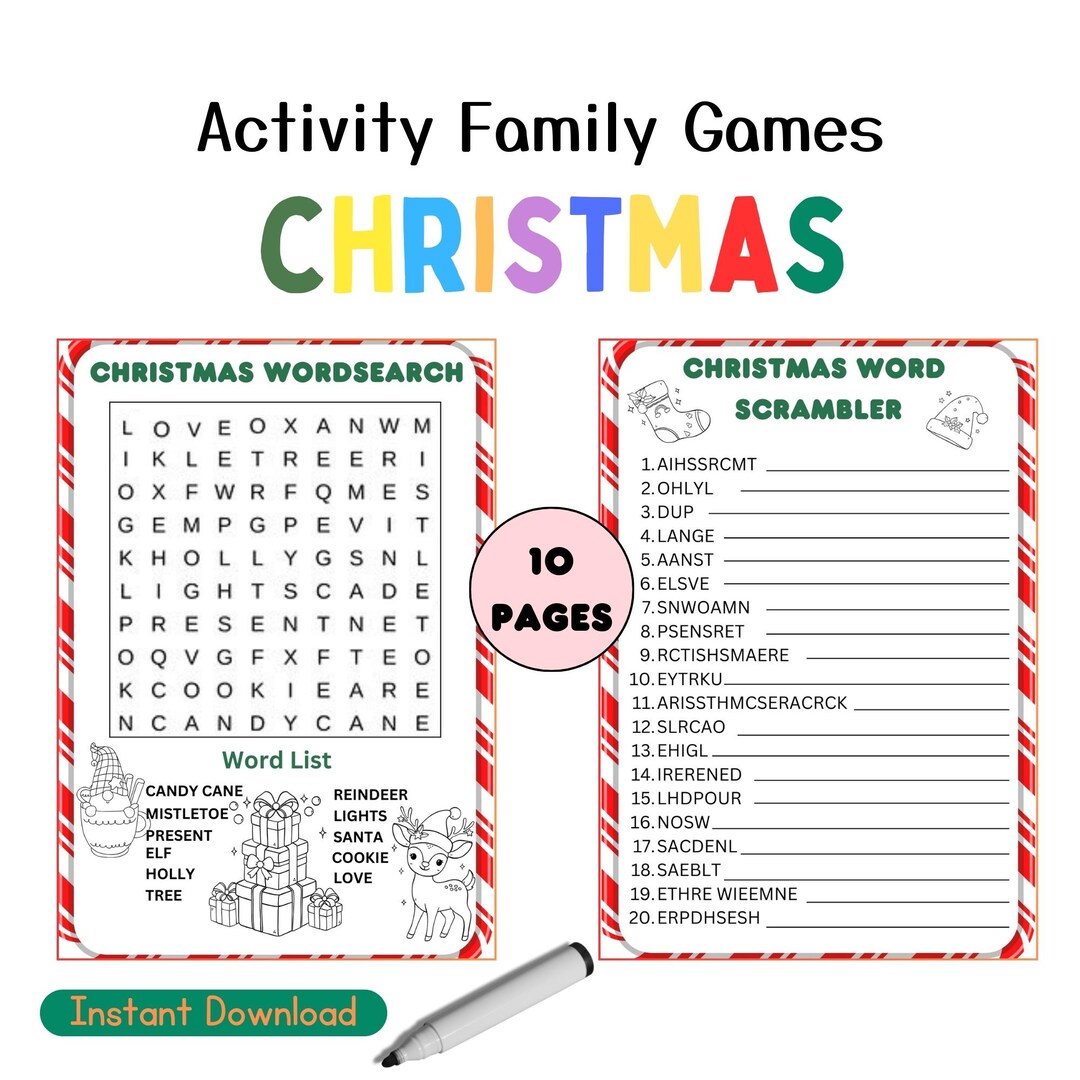 Printable Christmas Game, Christmas Party Games, Christmas Games